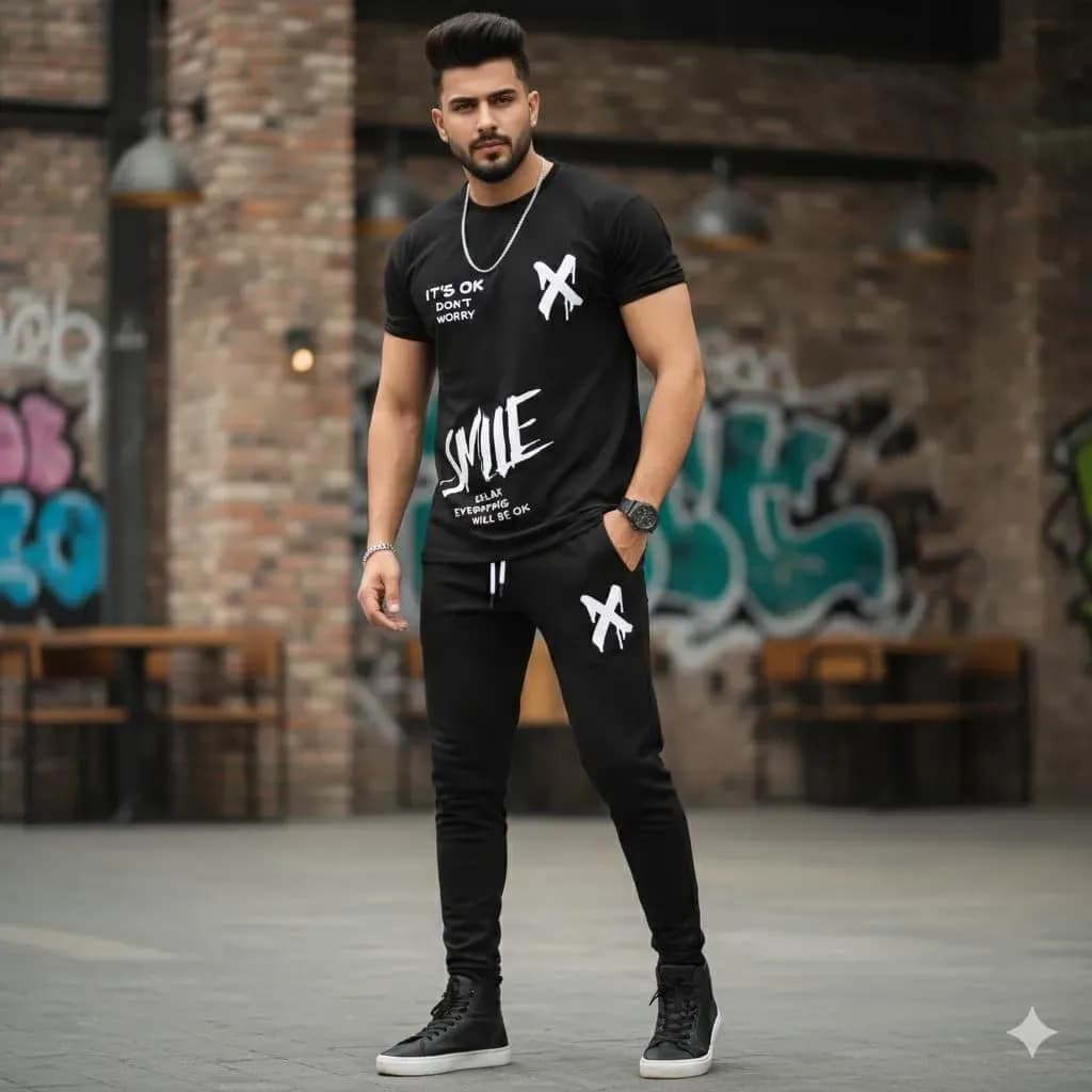 2 Pcs Men's Dri Fit Printed Track Suit