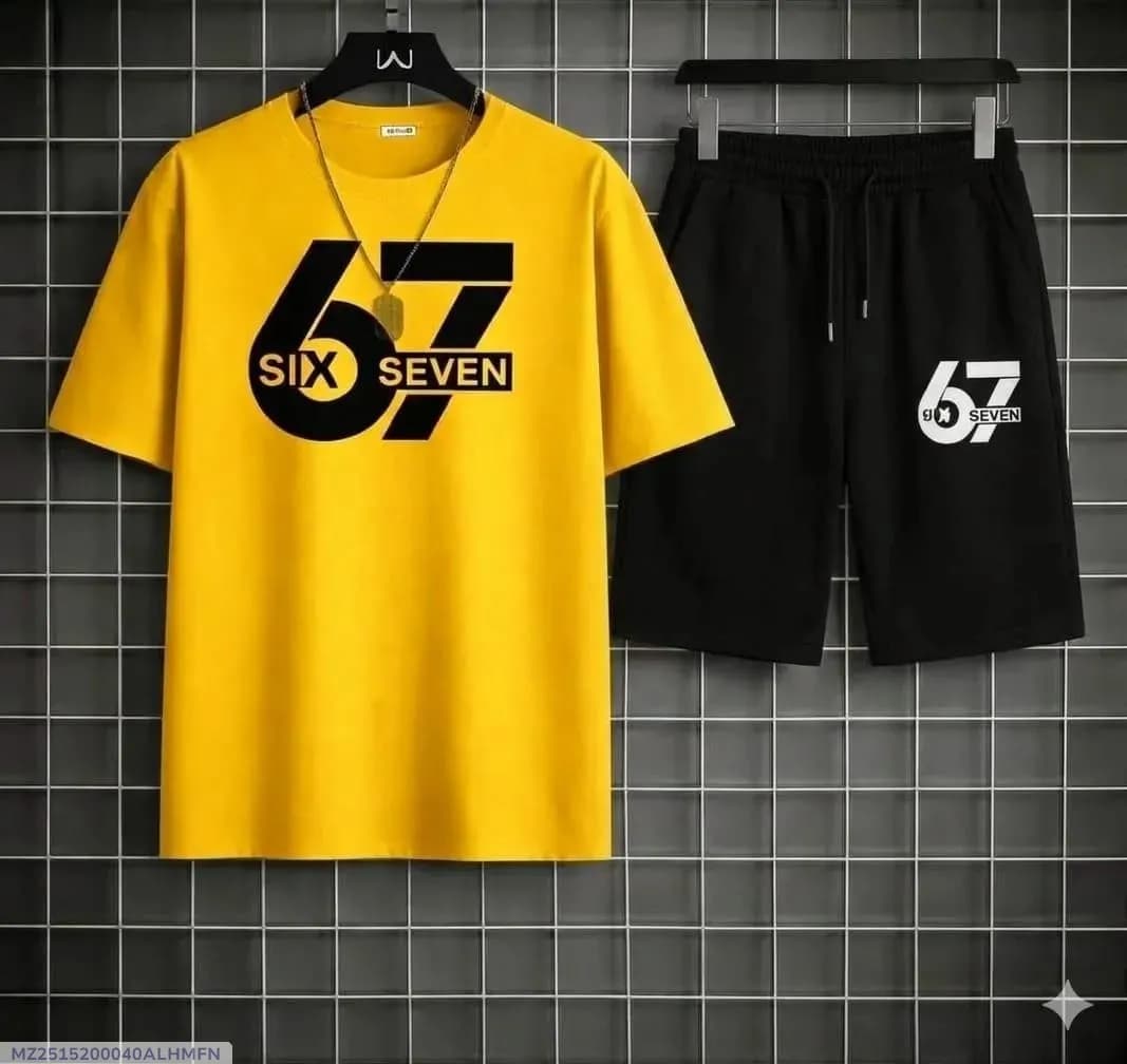 Men Printed Track Suit Yellow Black