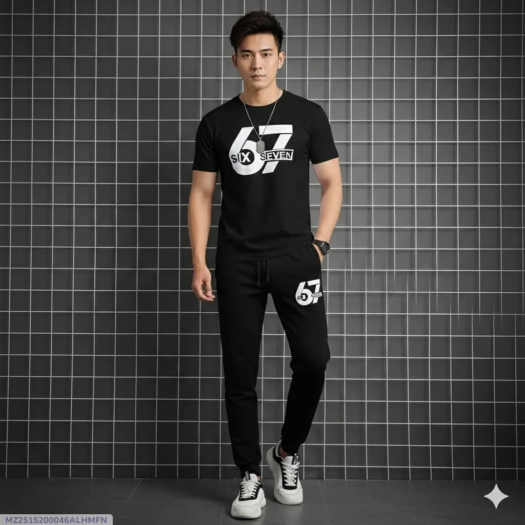 2 Pcs Men's Polyester Printed Track Suit