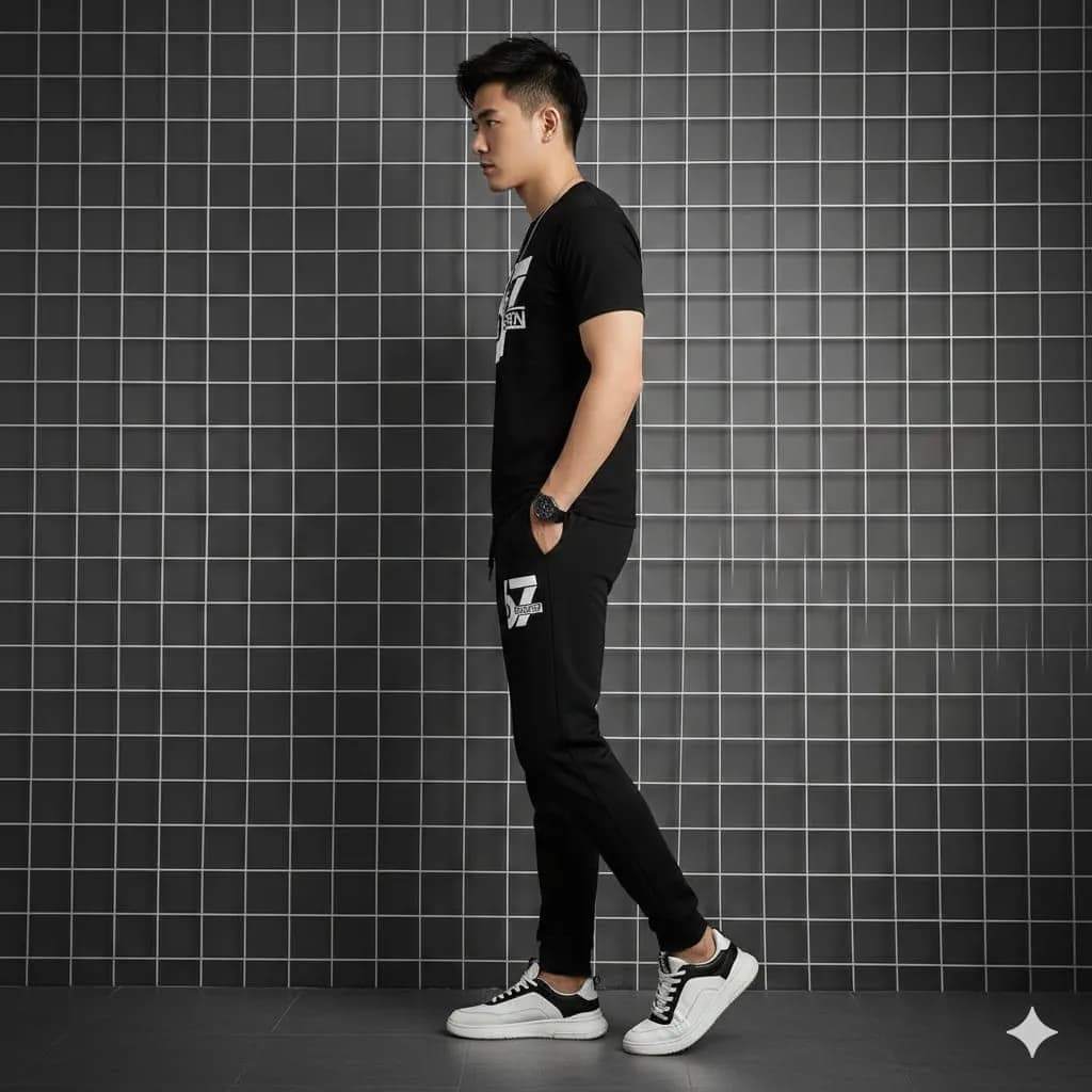 2 Pcs Men's Polyester Printed Track Suit