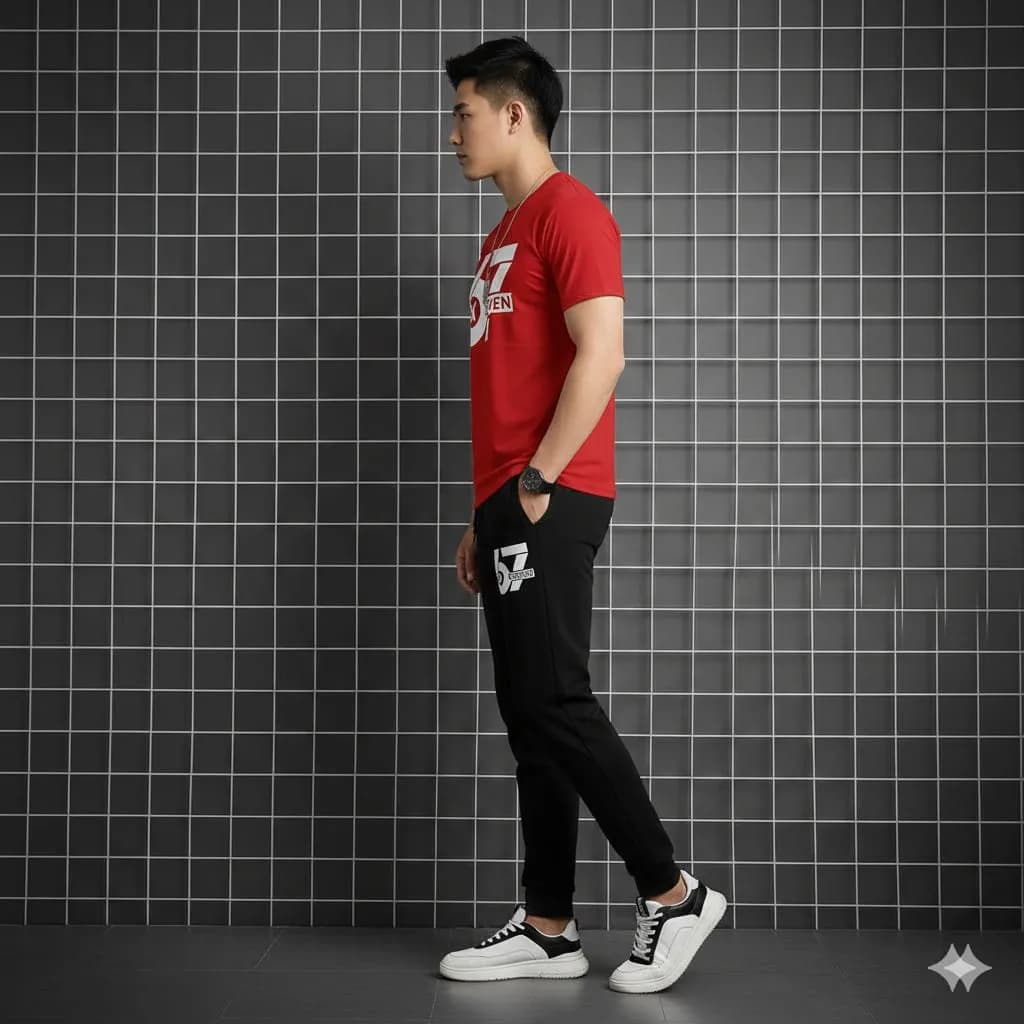 2 Pcs Men's Polyester Printed Track Suit