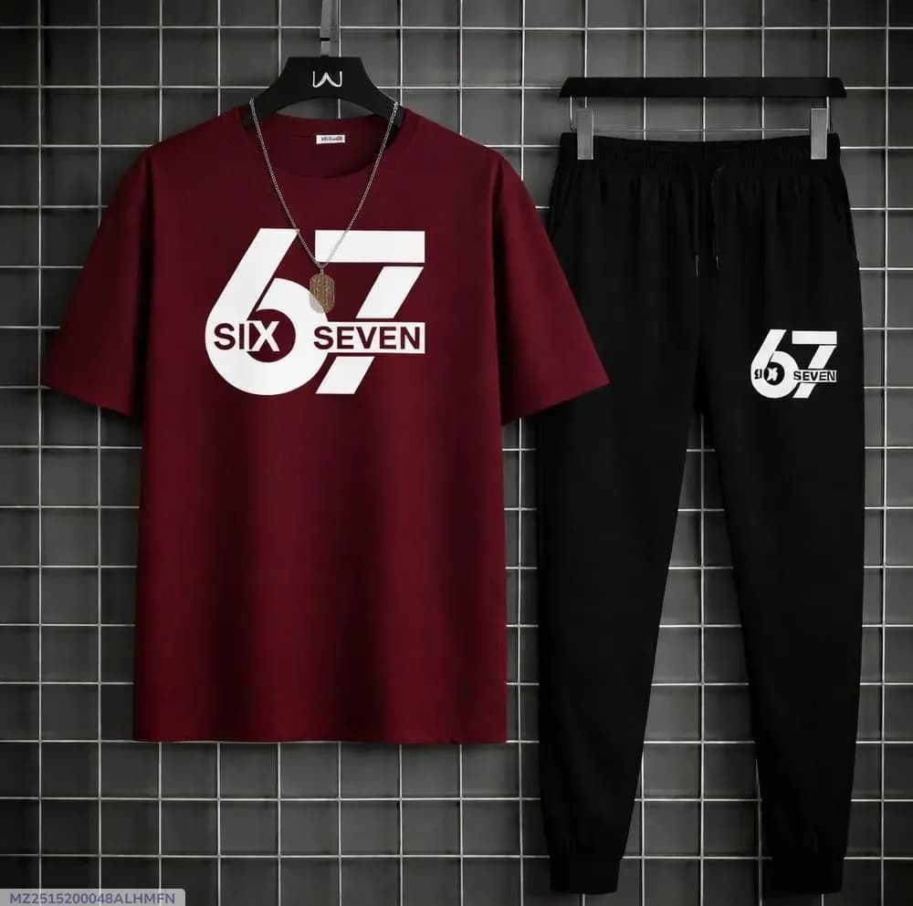 2 Pcs Men's Polyester Printed Track Suit