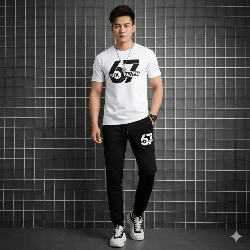 2 Pcs Men's Polyester Printed Track Suit