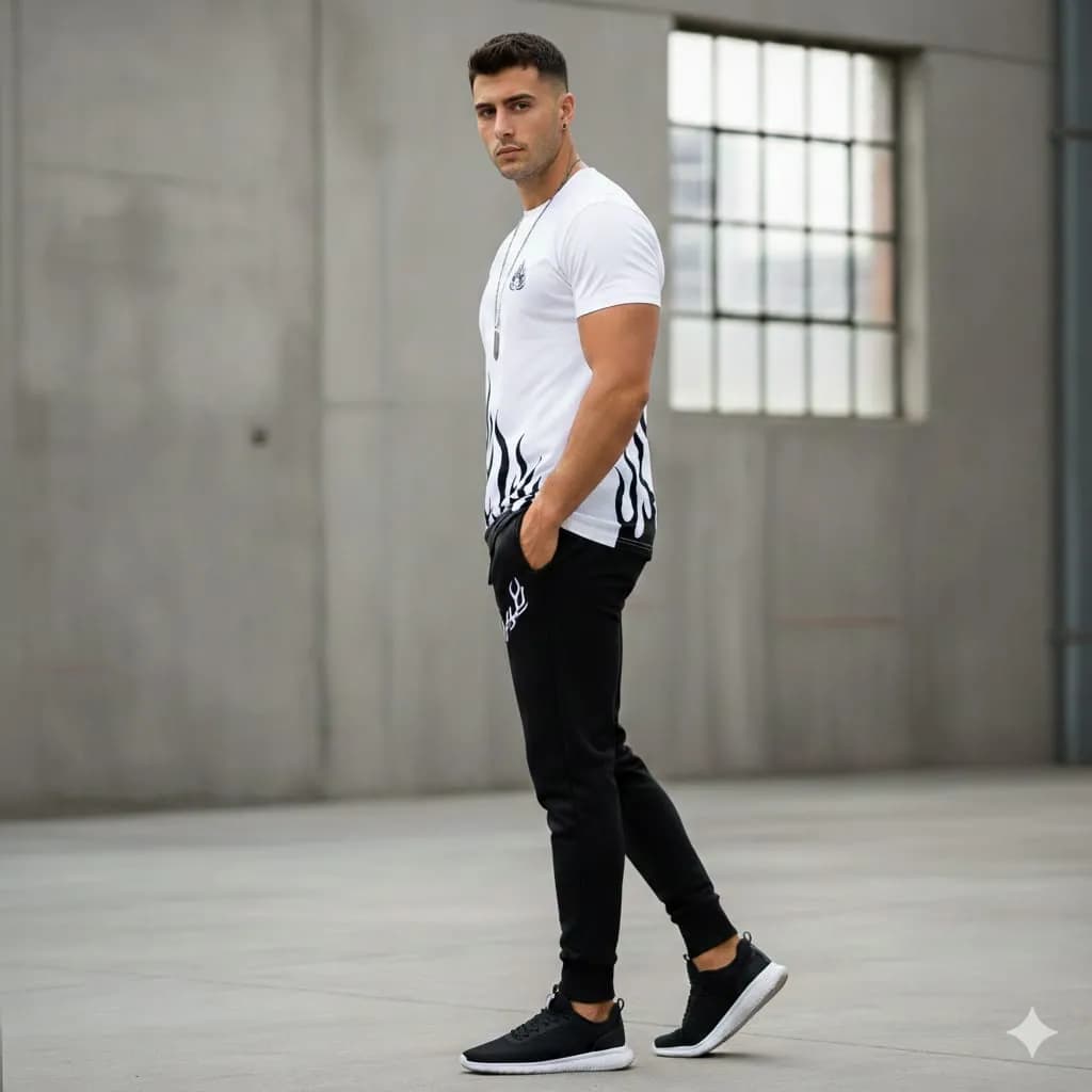 2 Pcs Men's Polyester Printed Track Suit
