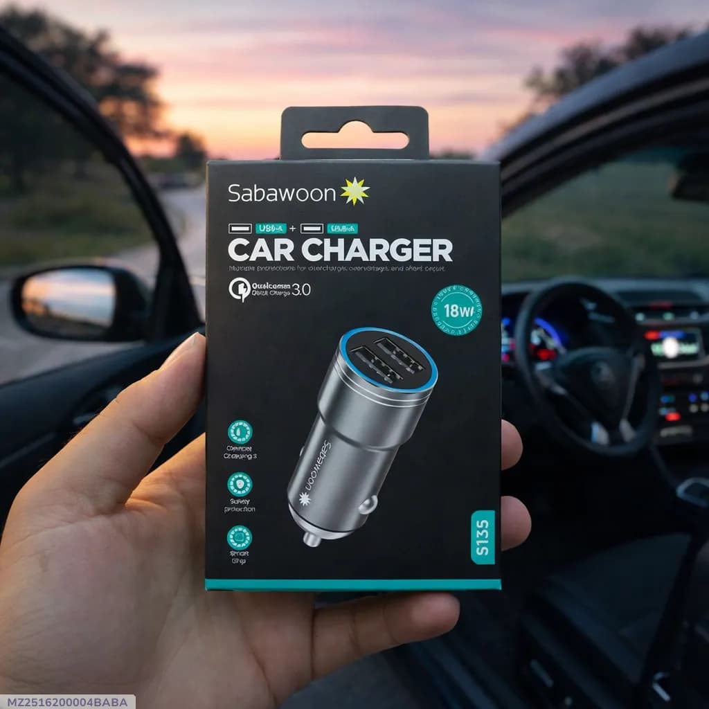 Sabawoon 18W Fast Charging Car Adapter Dual USB Portable Car Charger