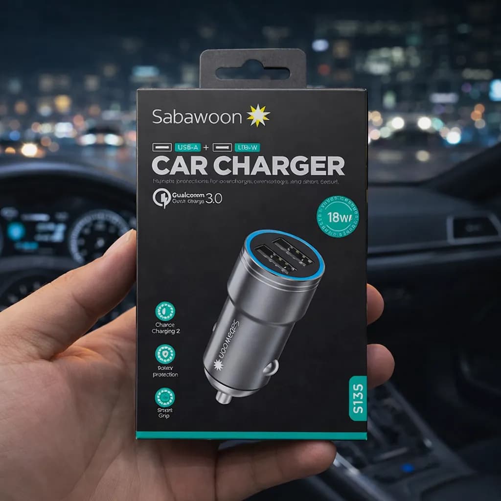 Sabawoon 18W Fast Charging Car Adapter Dual USB Portable Car Charger