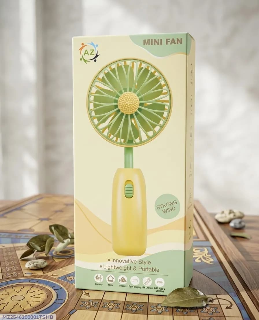 Mini Rechargeable Fan Yellow 1.5W Portable Cooling