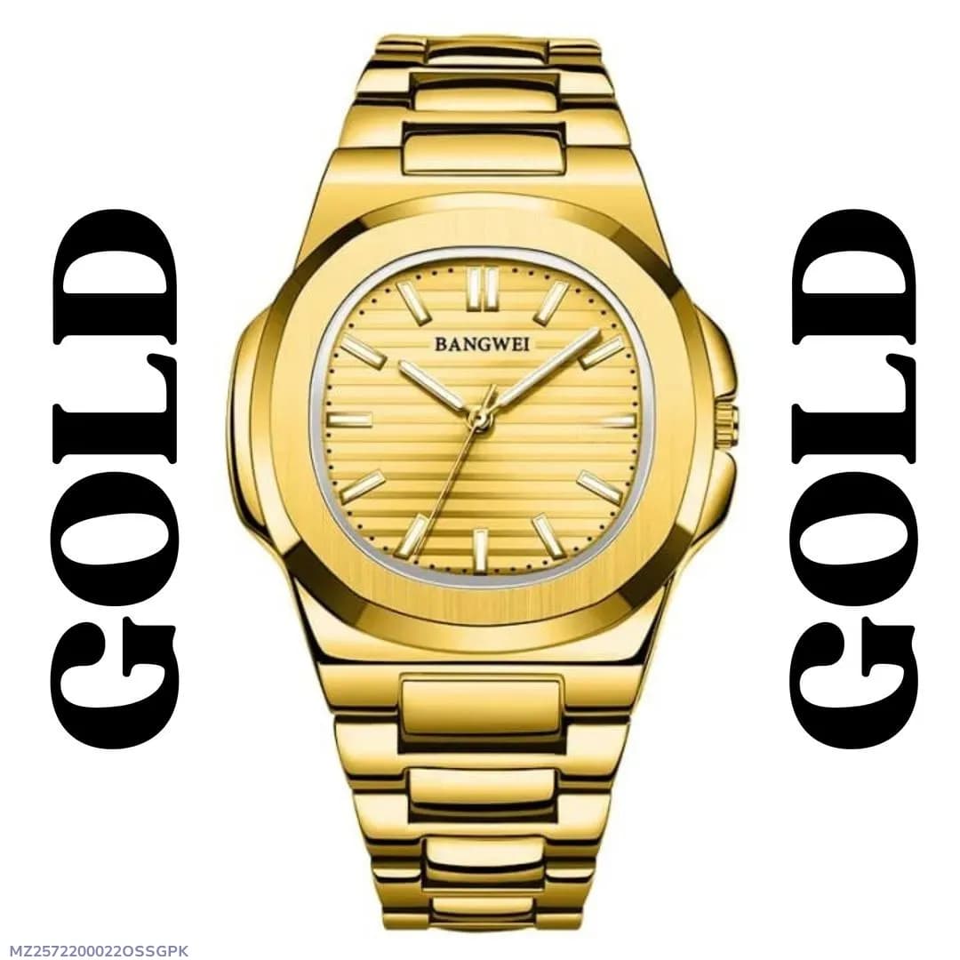Golden Men's Quartz Watch with Chain Imported Quality Watch