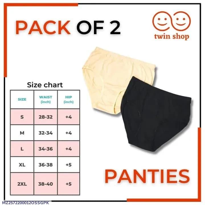 Cotton Panties Pack of 2 S-2Xl Breathable Comfortable And Breathable Plain Panties