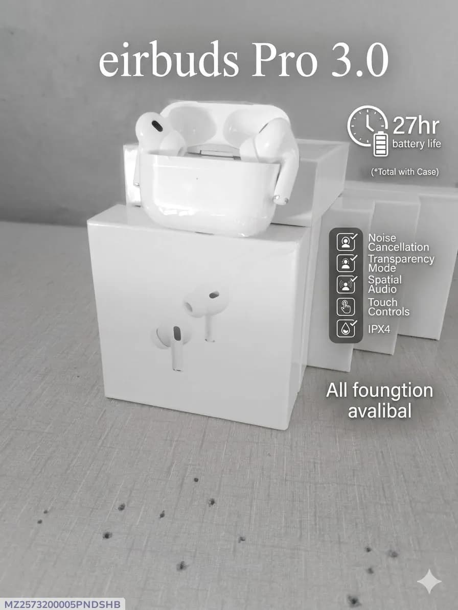 White Long-Lasting Battery With Fast Charge Earbuds Pro 3.0