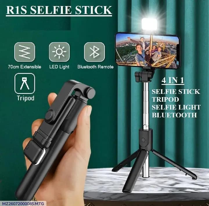 4 In 1 Selfie Stick Stick Tripod With Bluetooth Remote Connection
