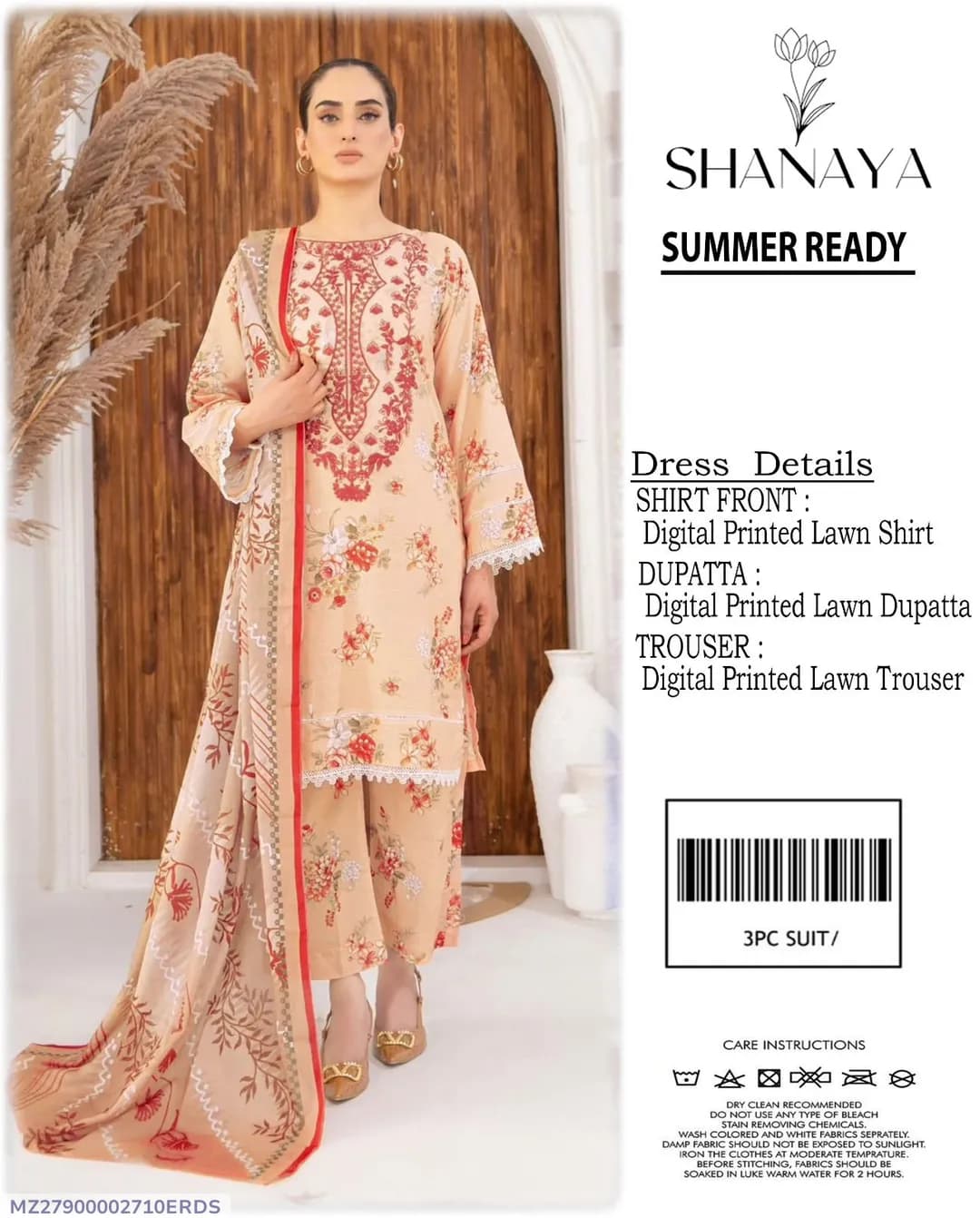 3 Pcs Women's Unstitched Digital Print Suit