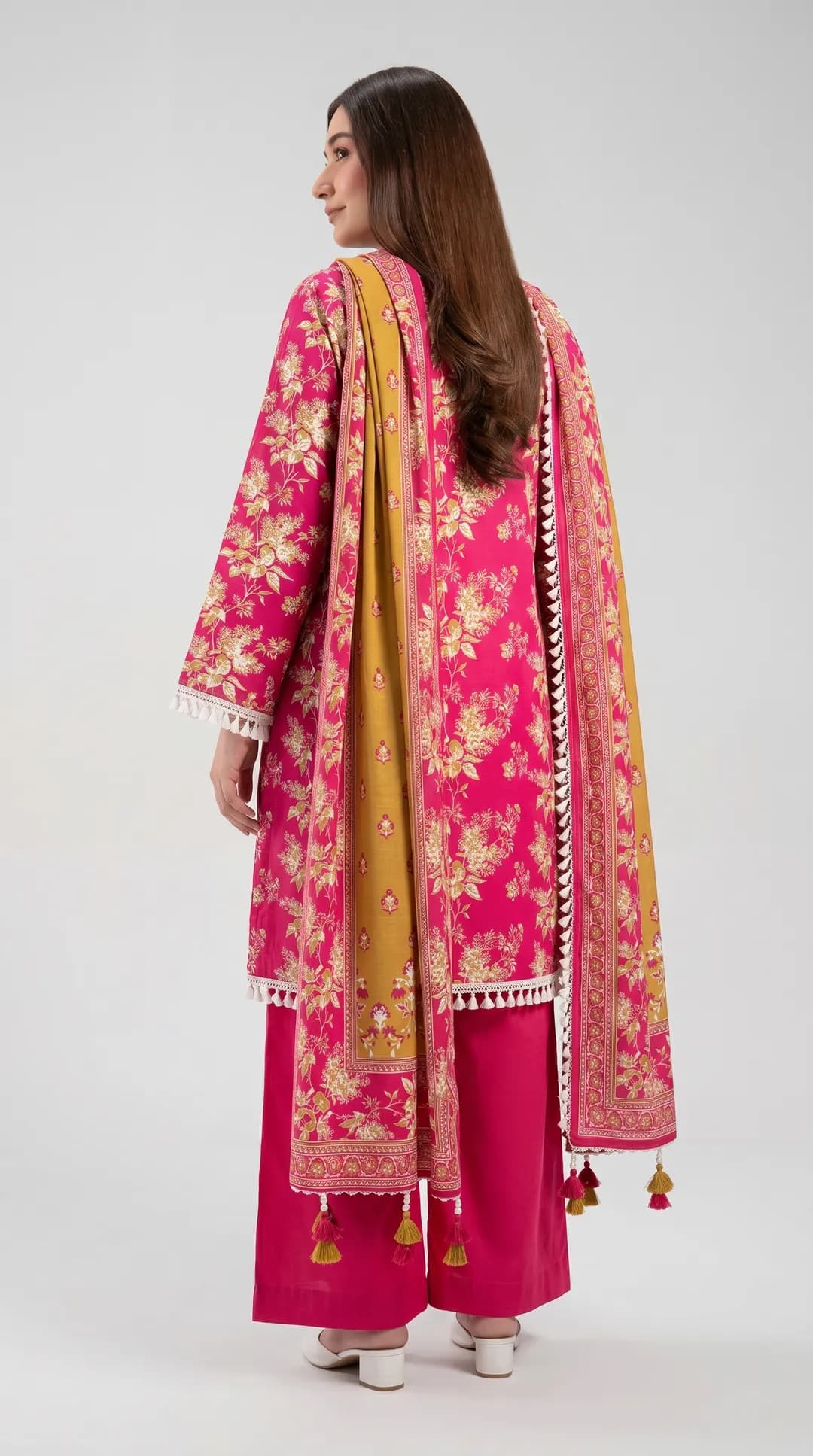 Pink Printed 3-Piece Lawn Suit with Dupatta