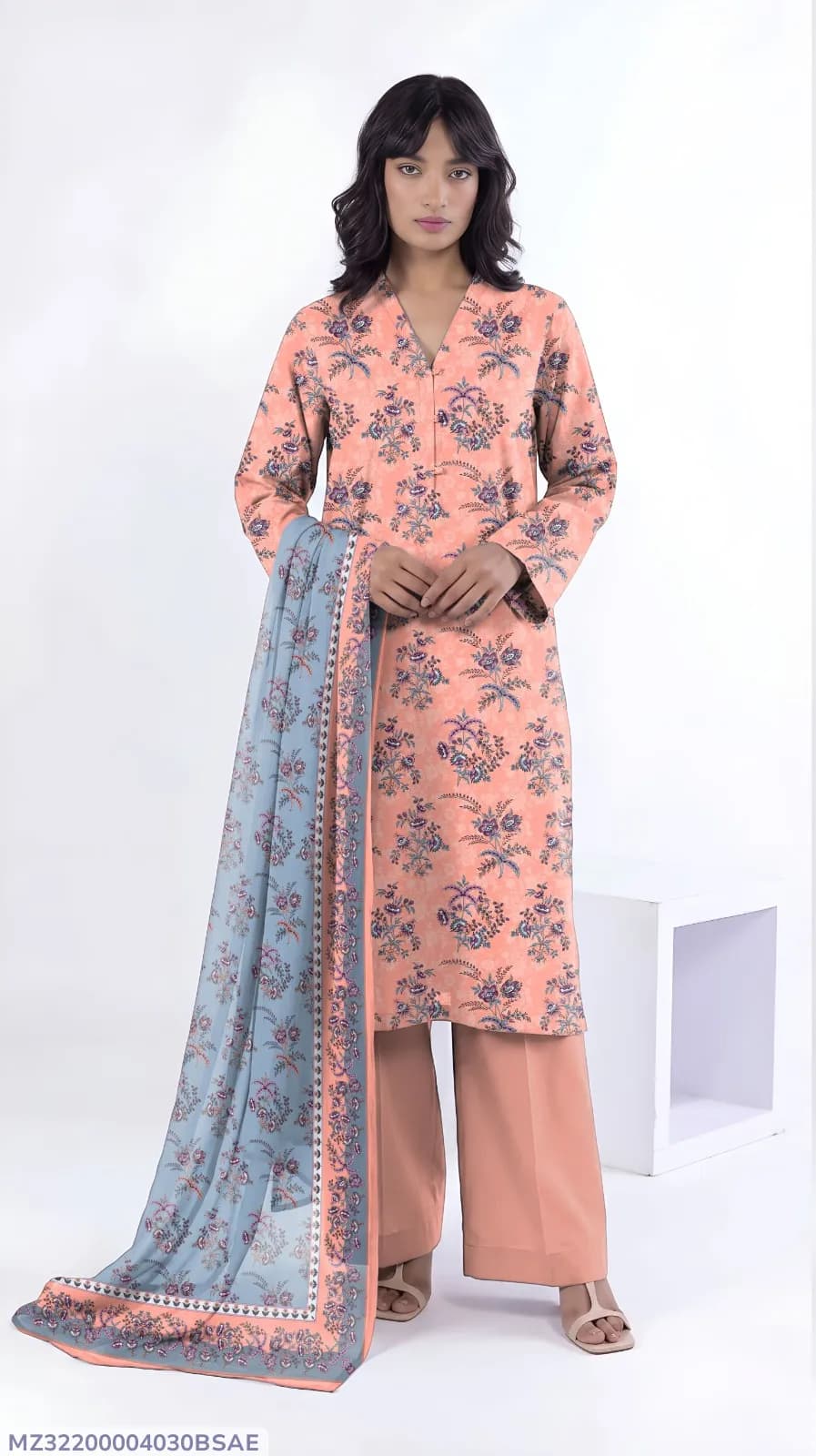 3 Pcs Women's Unstitched Printed Suit