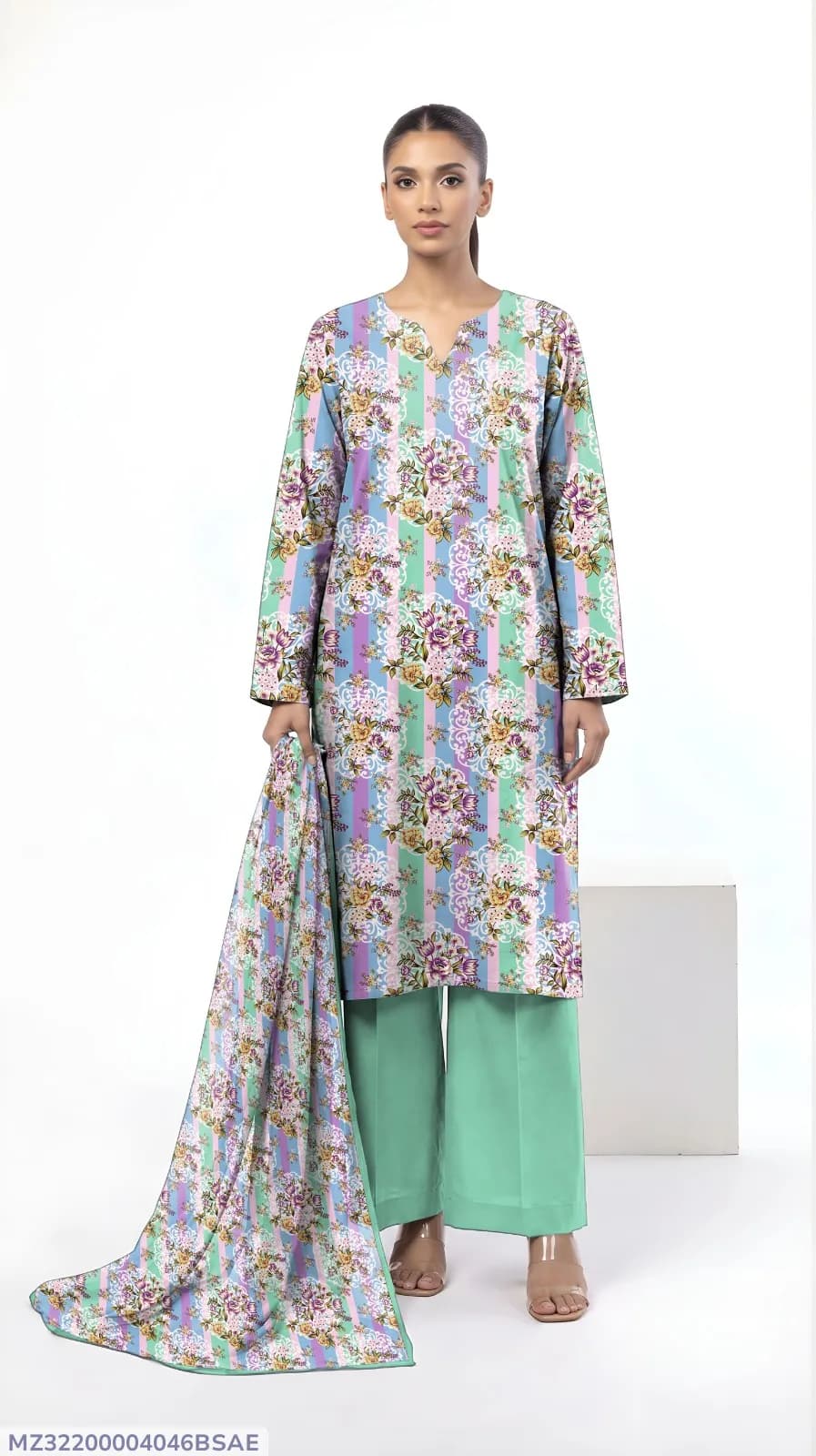 3 Pcs Women's Unstitched Printed Suit