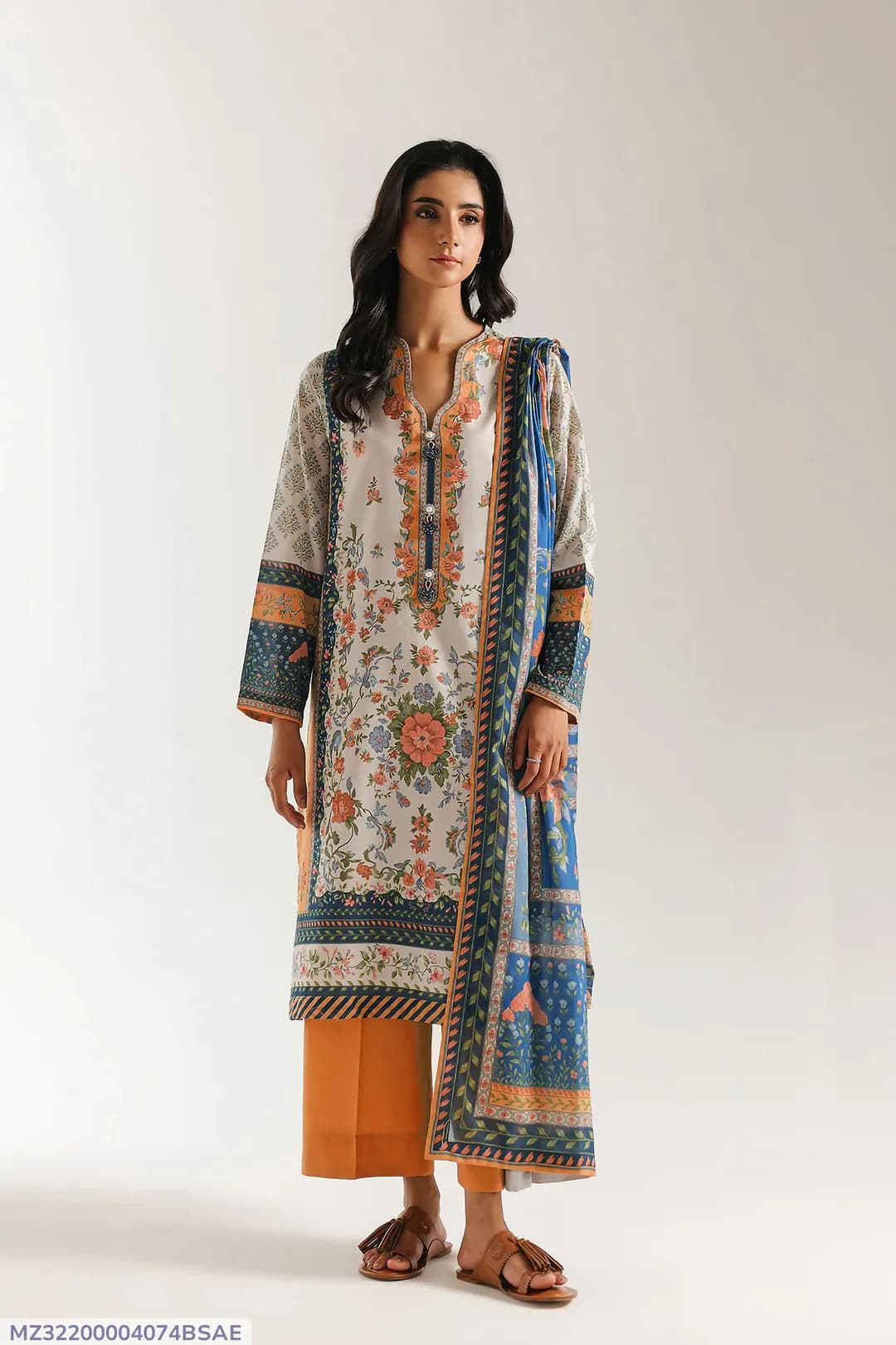 3 Pcs Women's Unstitched Printed Suit Shirt Fabric Lawn