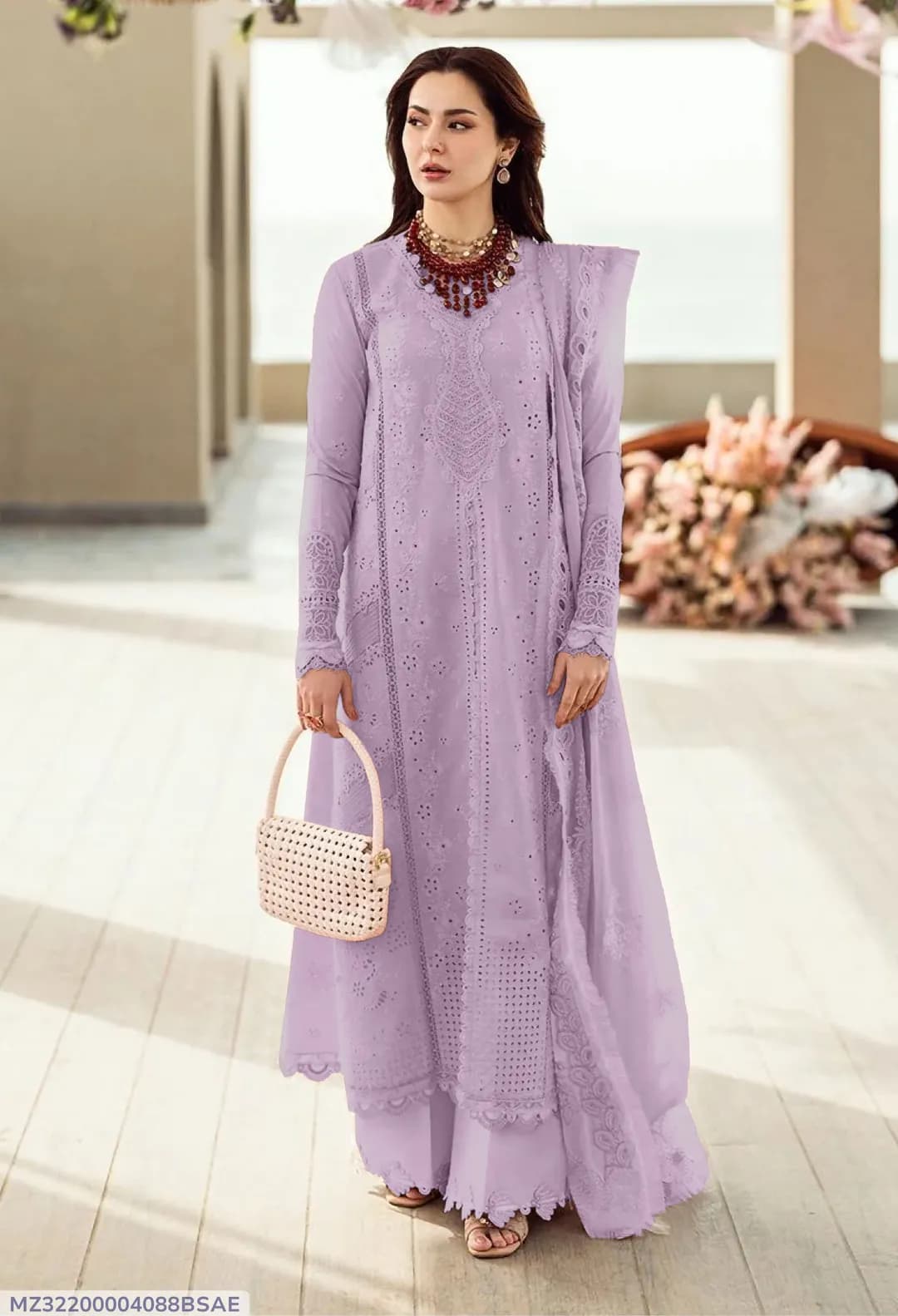 3 Pcs Women's Unstitched Embroidered Suit
