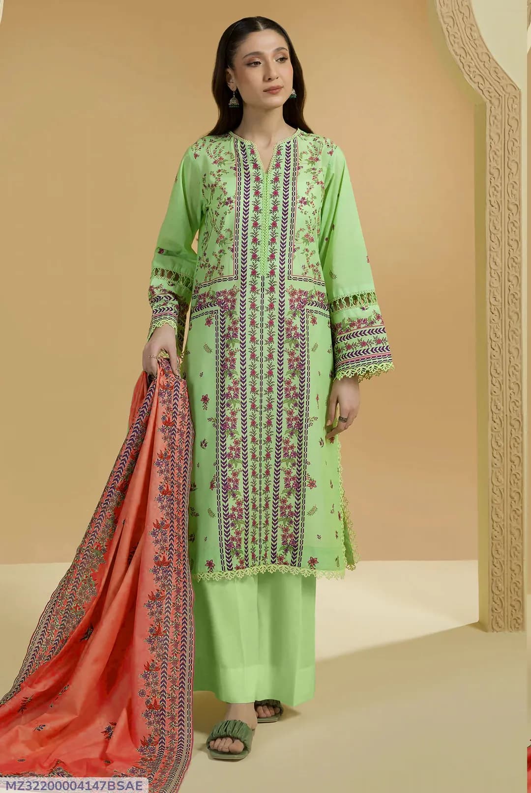 3 Pcs Women's Unstitched Printed Suit