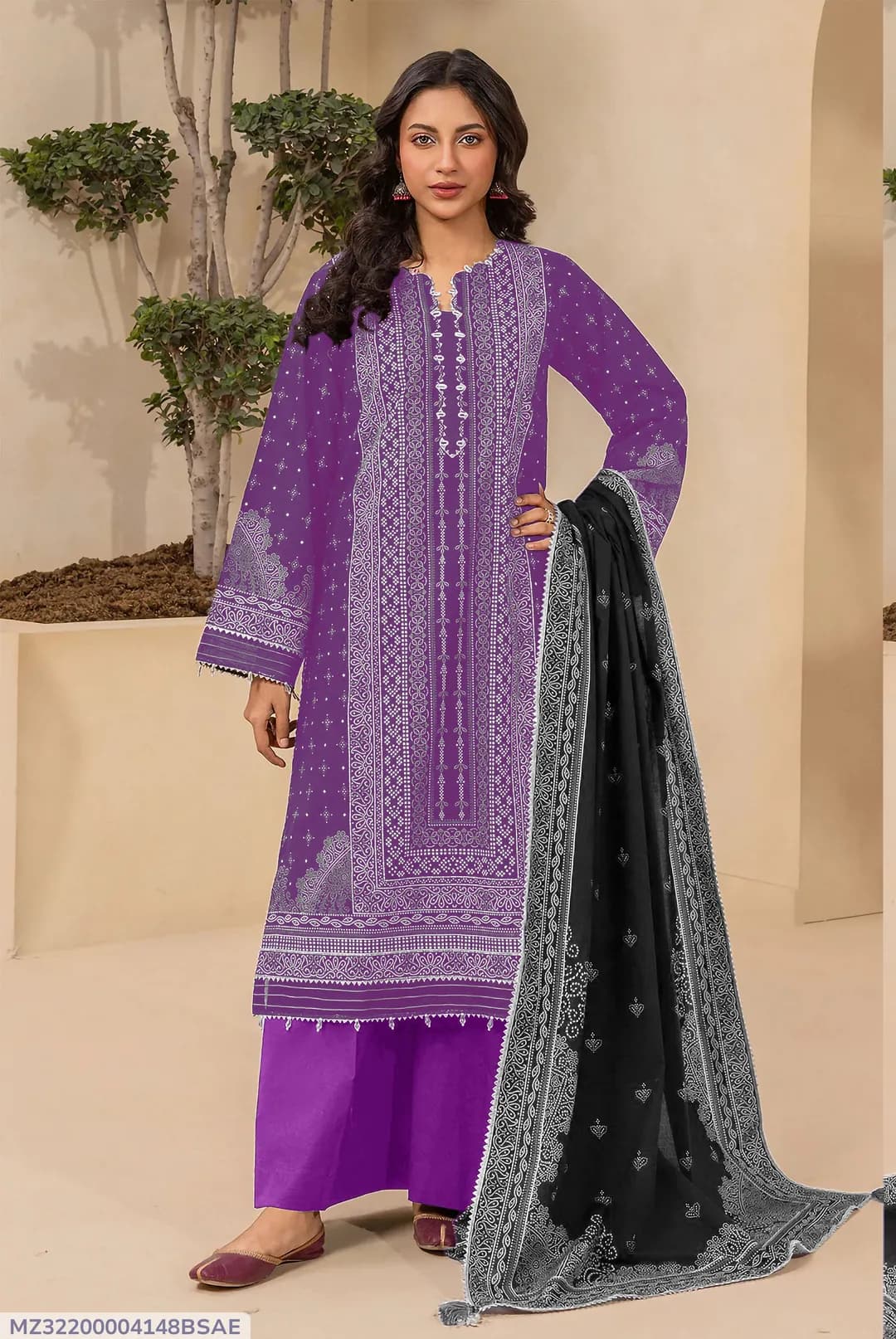 3 Pcs Women's Unstitched Printed Suit