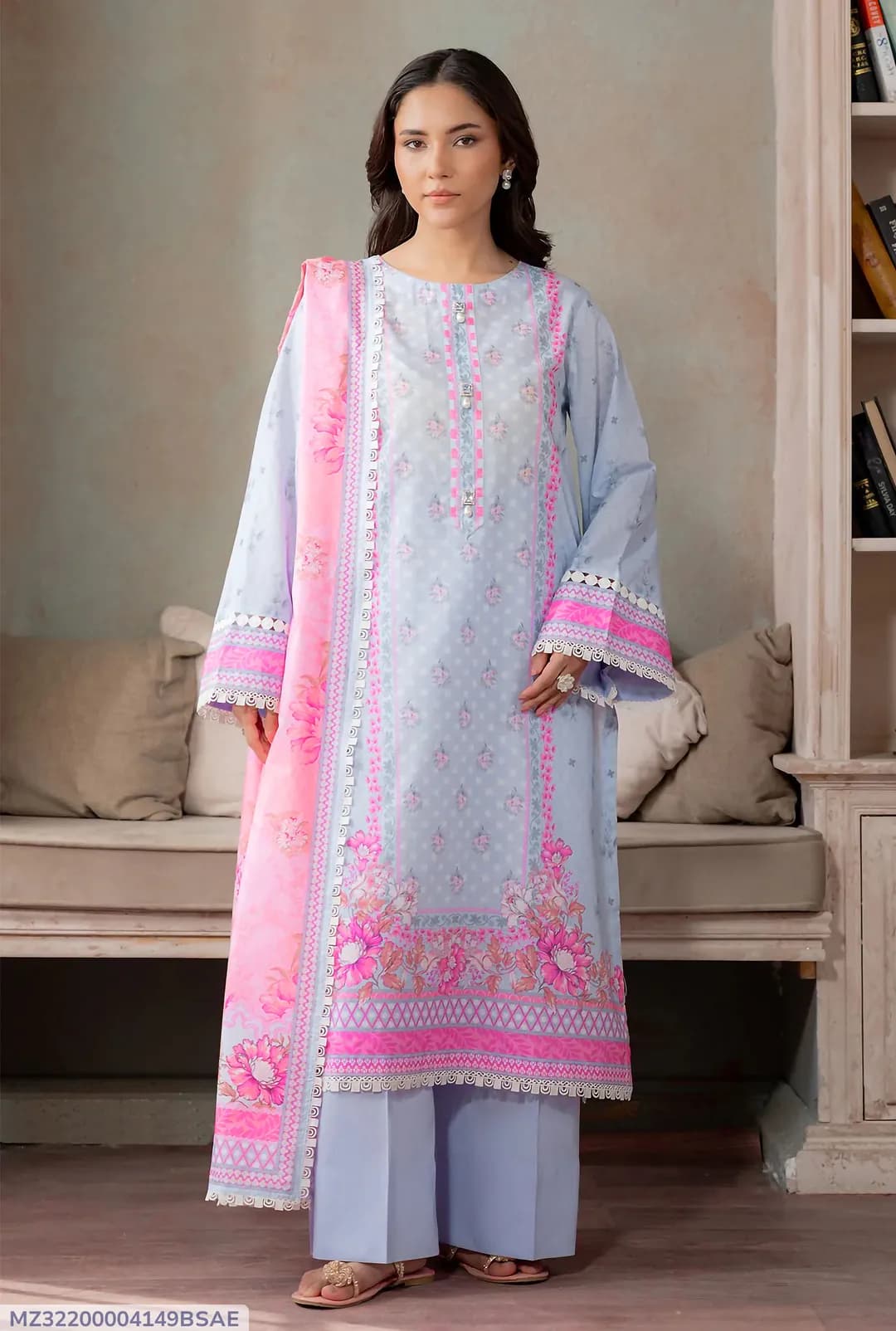 3 Pcs Women's Unstitched Printed Suit