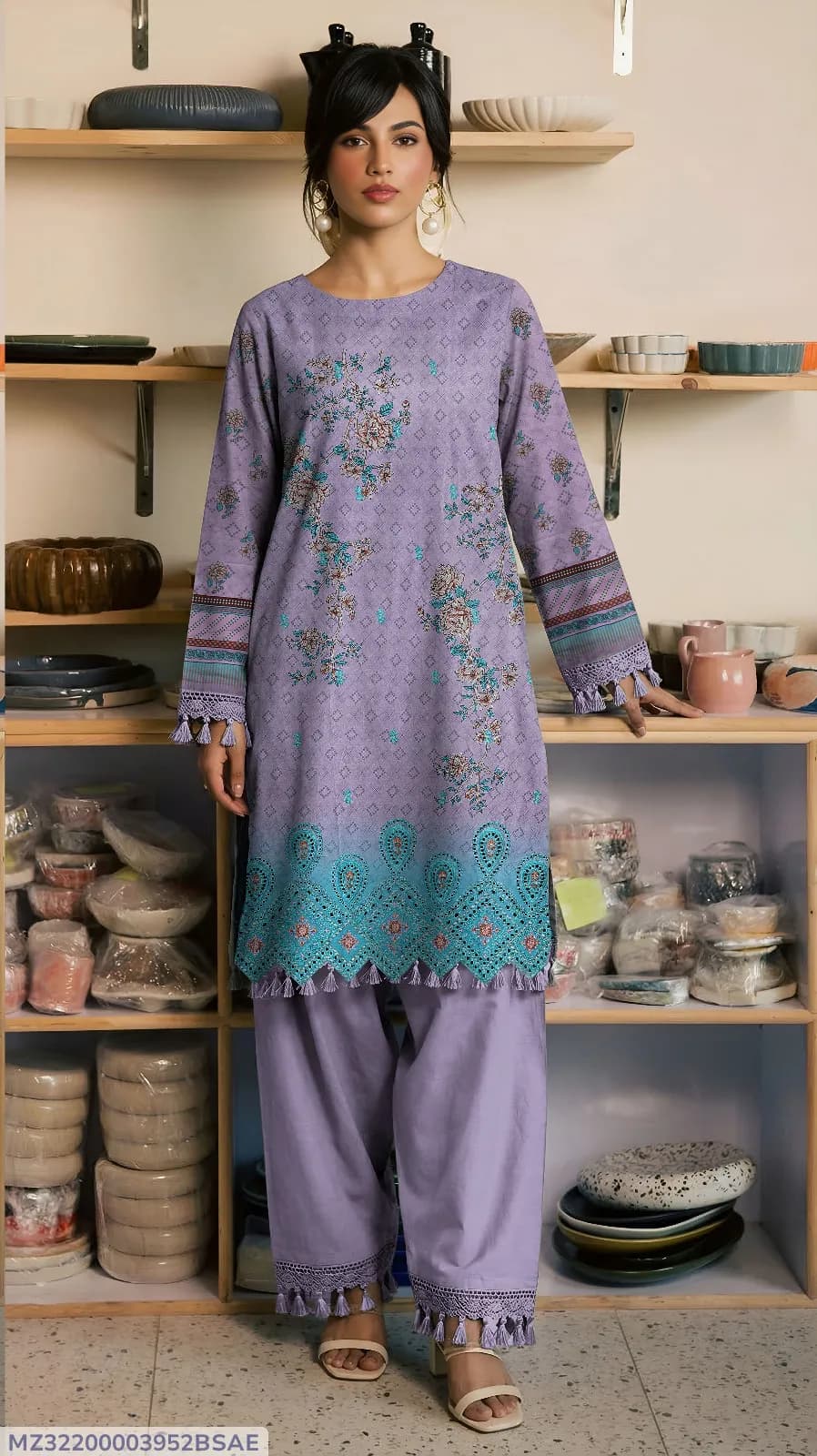 2 Pcs Women's Unstitched Embroidered Suit