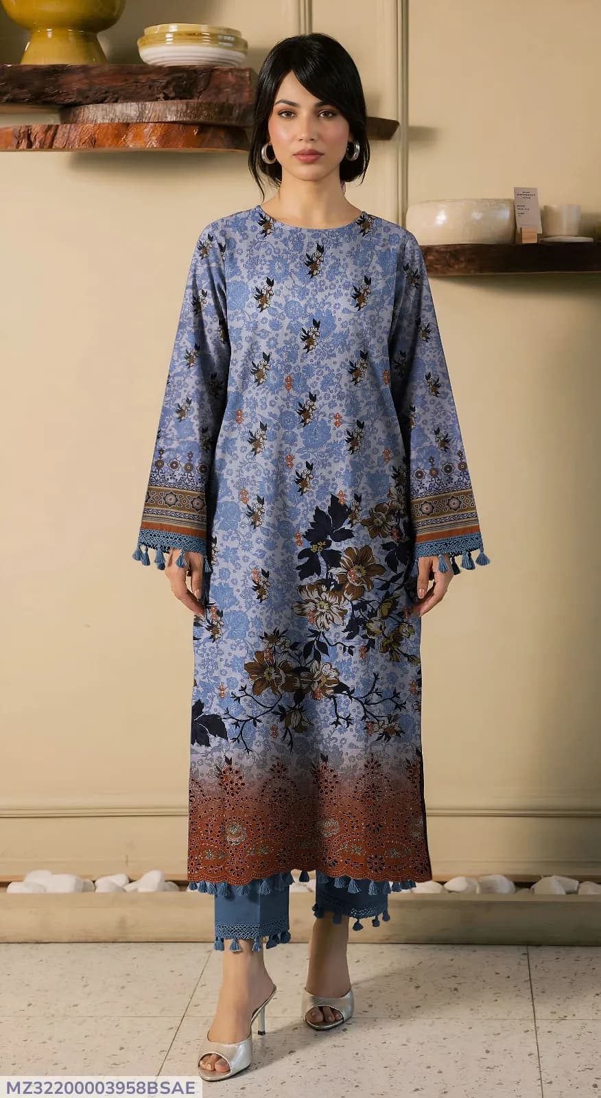 2 Pcs Women's Unstitched Embroidered Suit Shirt Fabric