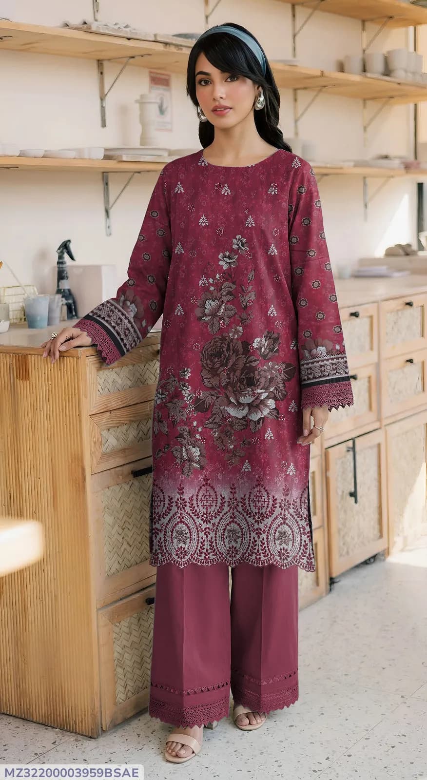 2 Pcs Women's Unstitched Embroidered Suit