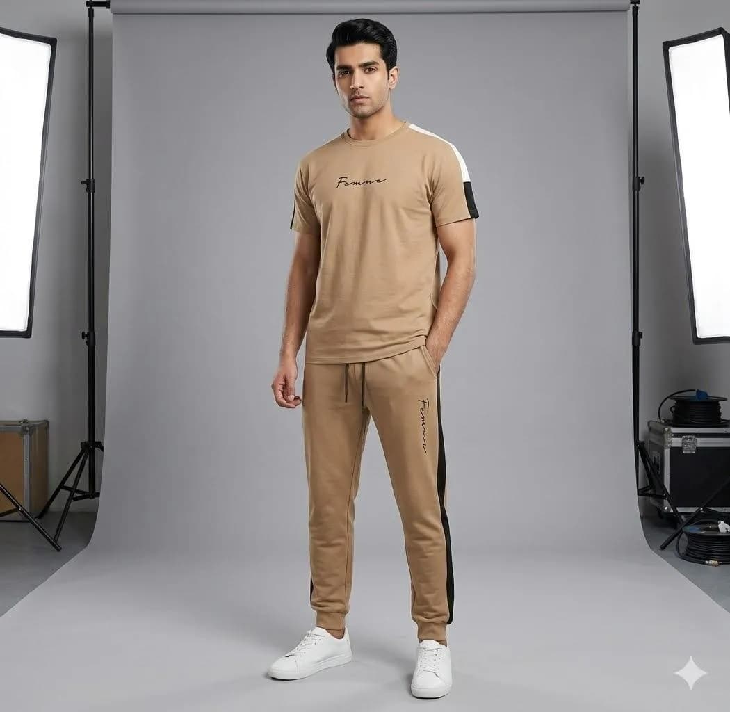Men Brown Printed Track Suit 2Pcs XL to XXL