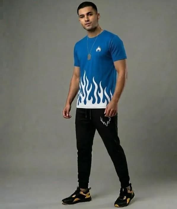Men Flame Graphic Blue Track Suit XL to XXL