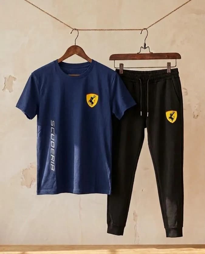 Ferrari Track Suit Blue Black Set for Men