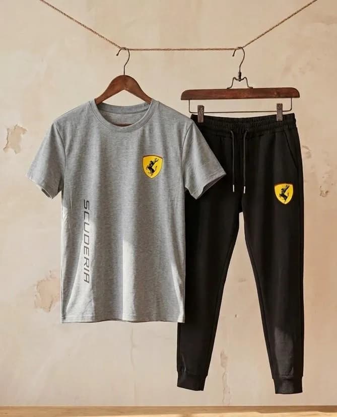 Men's Ferrari Printed Dri Fit Track Suit Grey