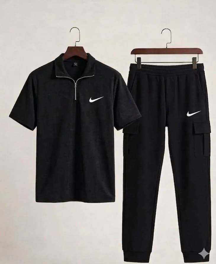 Men Black Polo Track Suit with Nike Logo