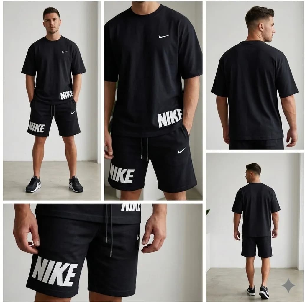 Men Dri Fit Printed Track Suit Black 2 Pcs Slim Fit