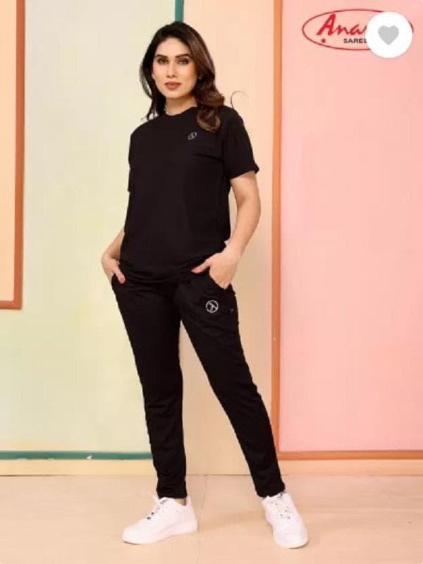 Black Slim Fit Men Women Track Suit Micro Interlock Fabric