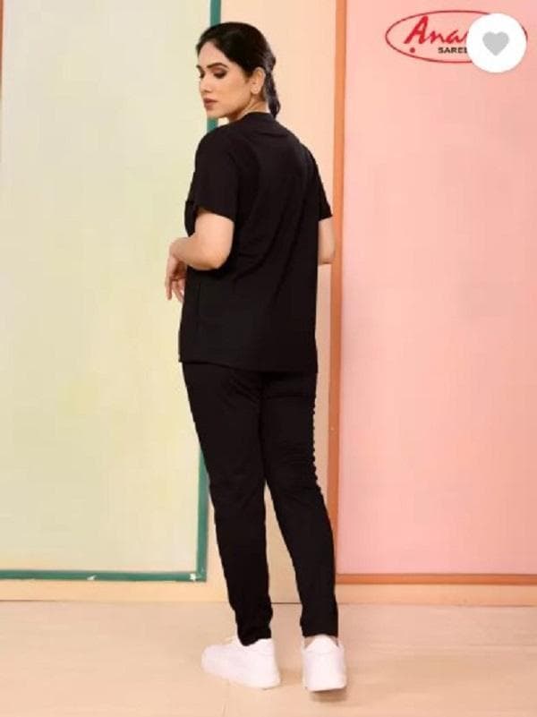 Black Slim Fit Men Women Track Suit Micro Interlock Fabric
