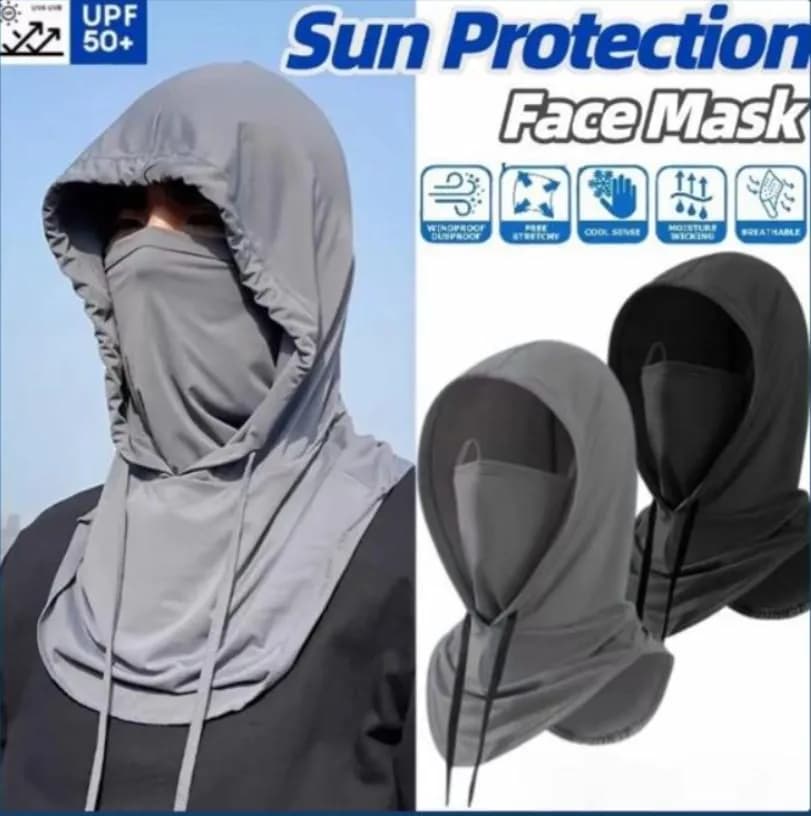 Sun Protection Face Mask Black Grey XL