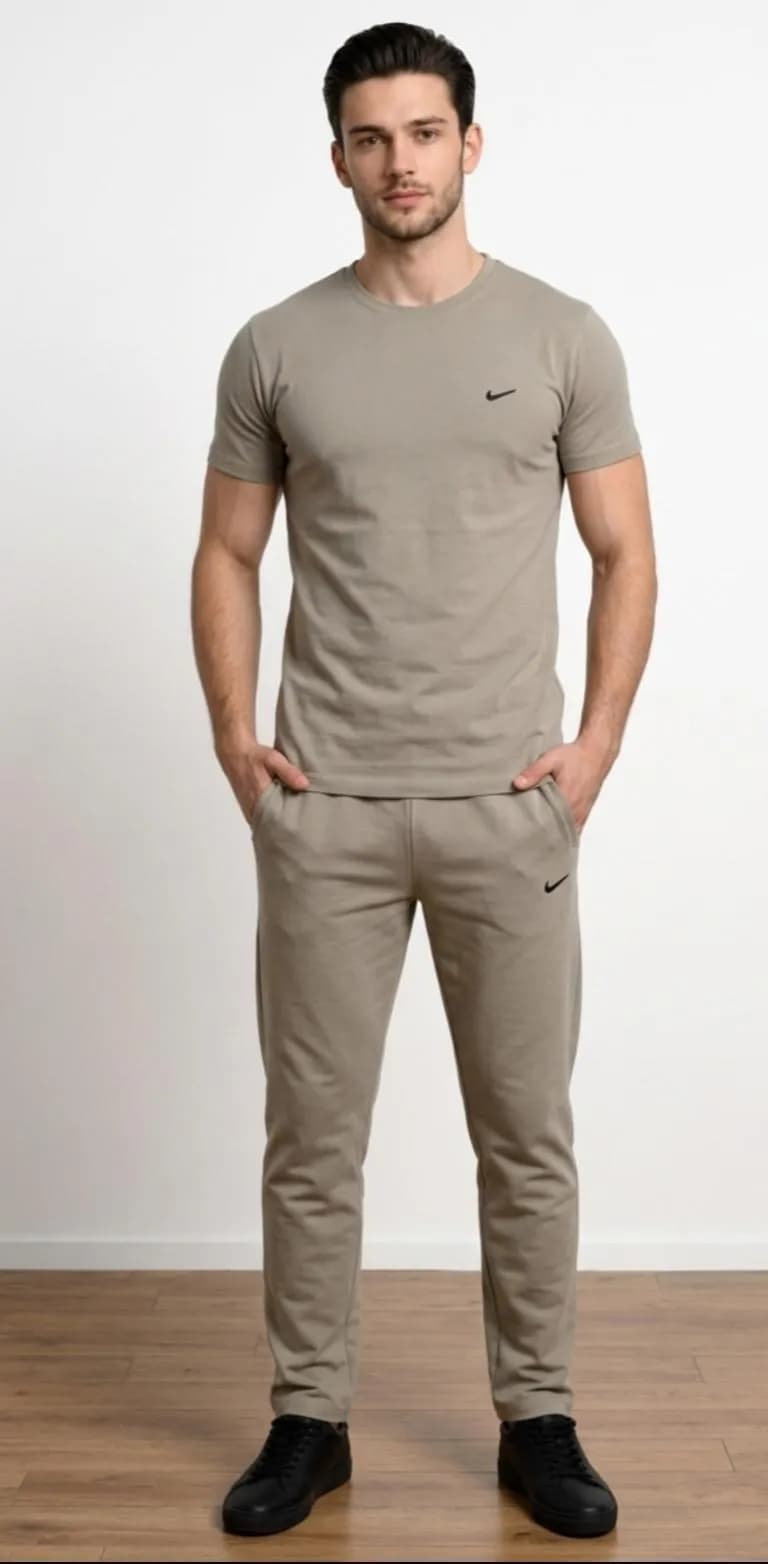 Men Grey Blended Track Suit 2Pcs Round Neck Medium to XL - image 1