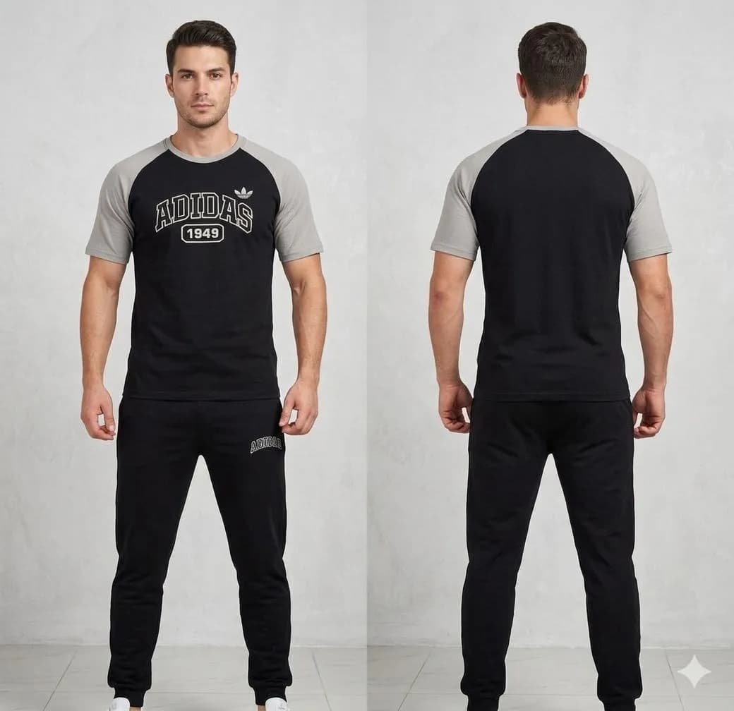 Men's Hooded Track Suit Black Grey 2023