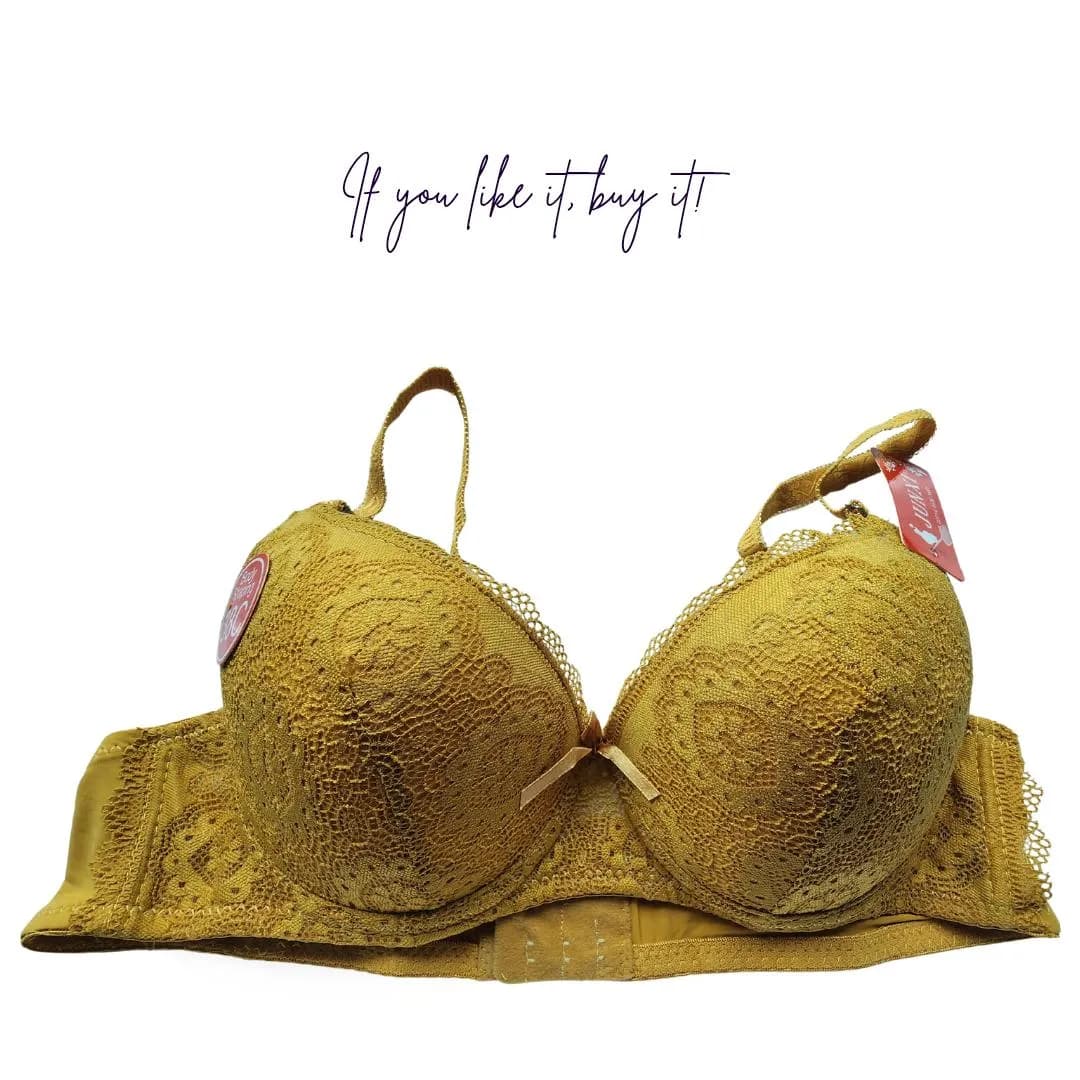 Mustard Lace Pushup Bra for Women