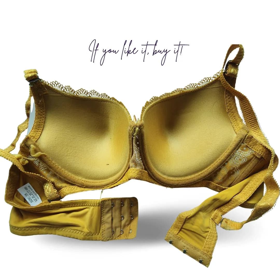 Mustard Lace Pushup Bra for Women