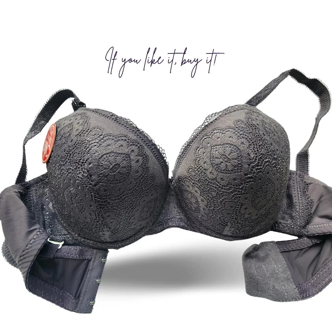 Grey Lace Pushup Bra for Women C to XL