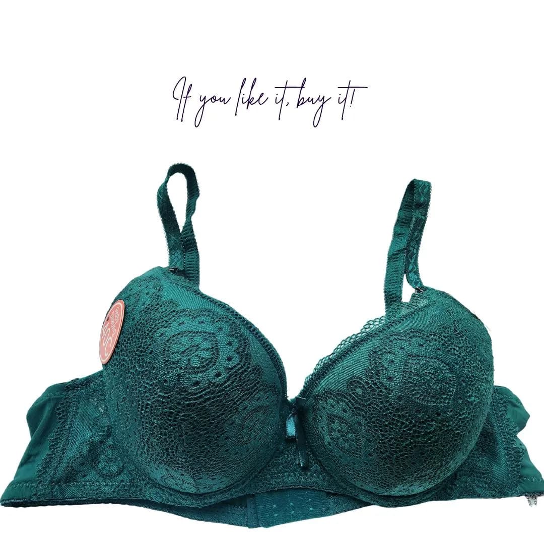 Green Nylon Lace Pushup Bra for Pakistani Women