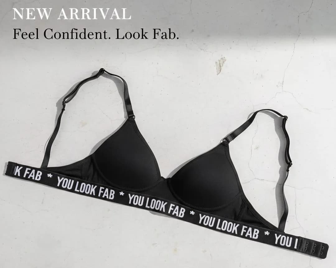 Black Padded Bralette for Daily Wear with Adjustable Straps
