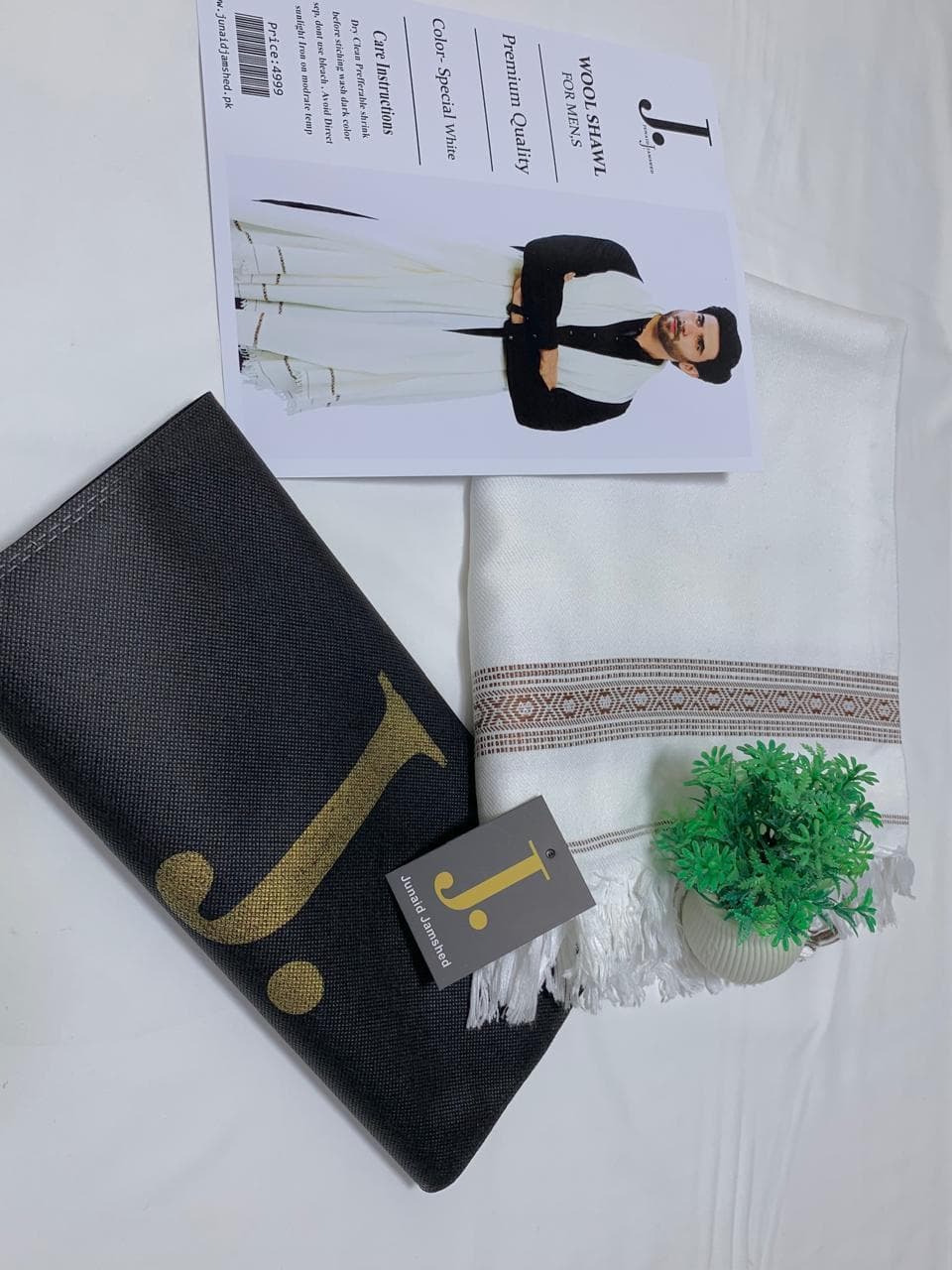 Men Wool Plain Shawl White Winter Wedding Party Wear