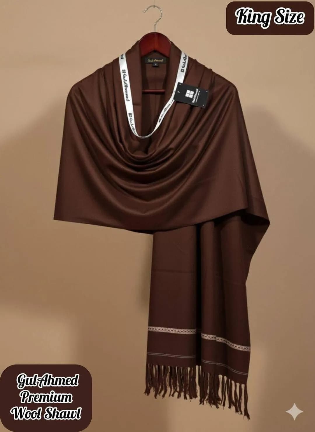 Premium Wool Shawl Brown Winter Warm Cozy