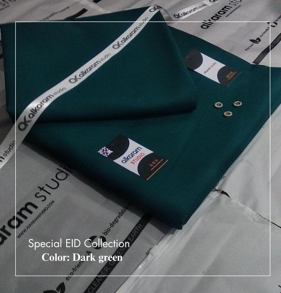 Dark Green Men's Wash & Wear Suit Eid Collection