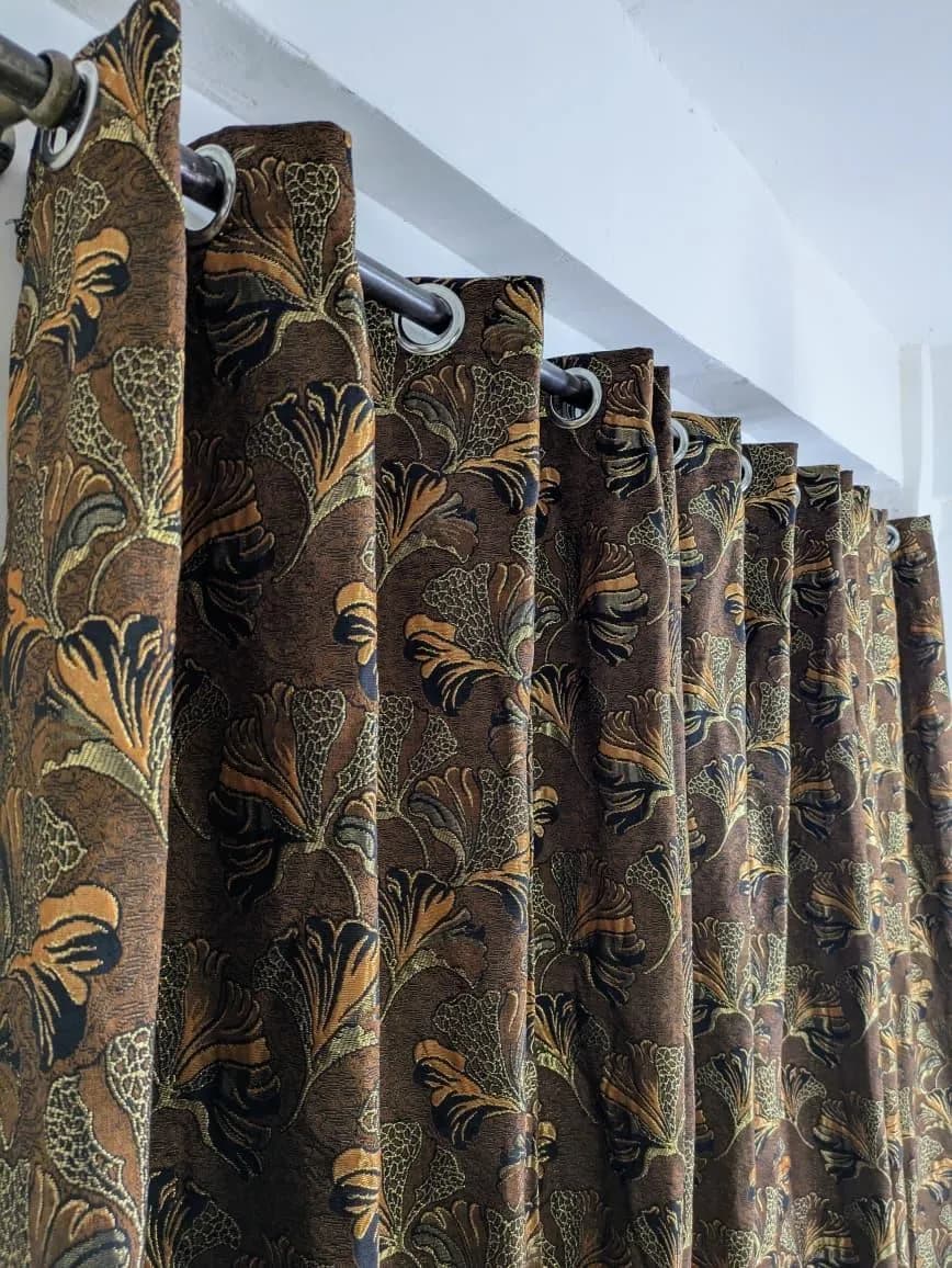Golden Jacquard Printed Curtains 96x56" for Home Decor