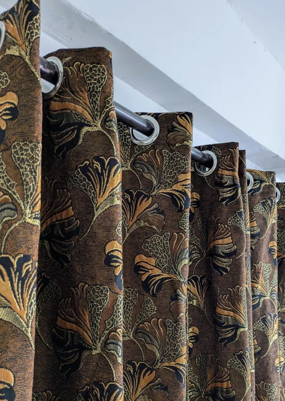 Golden Jacquard Printed Curtains 96x56" for Home Decor