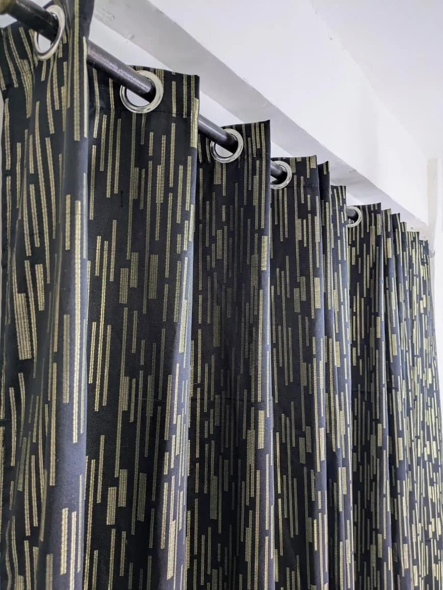 Velvet Curtains Golden Black Modern Design Easy Hang