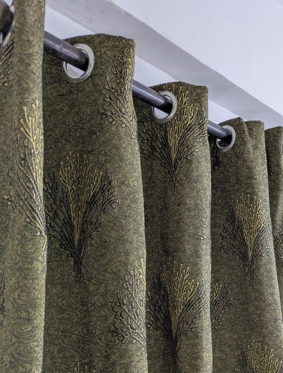 Green Velvet Jacquard Curtains for Home Decor